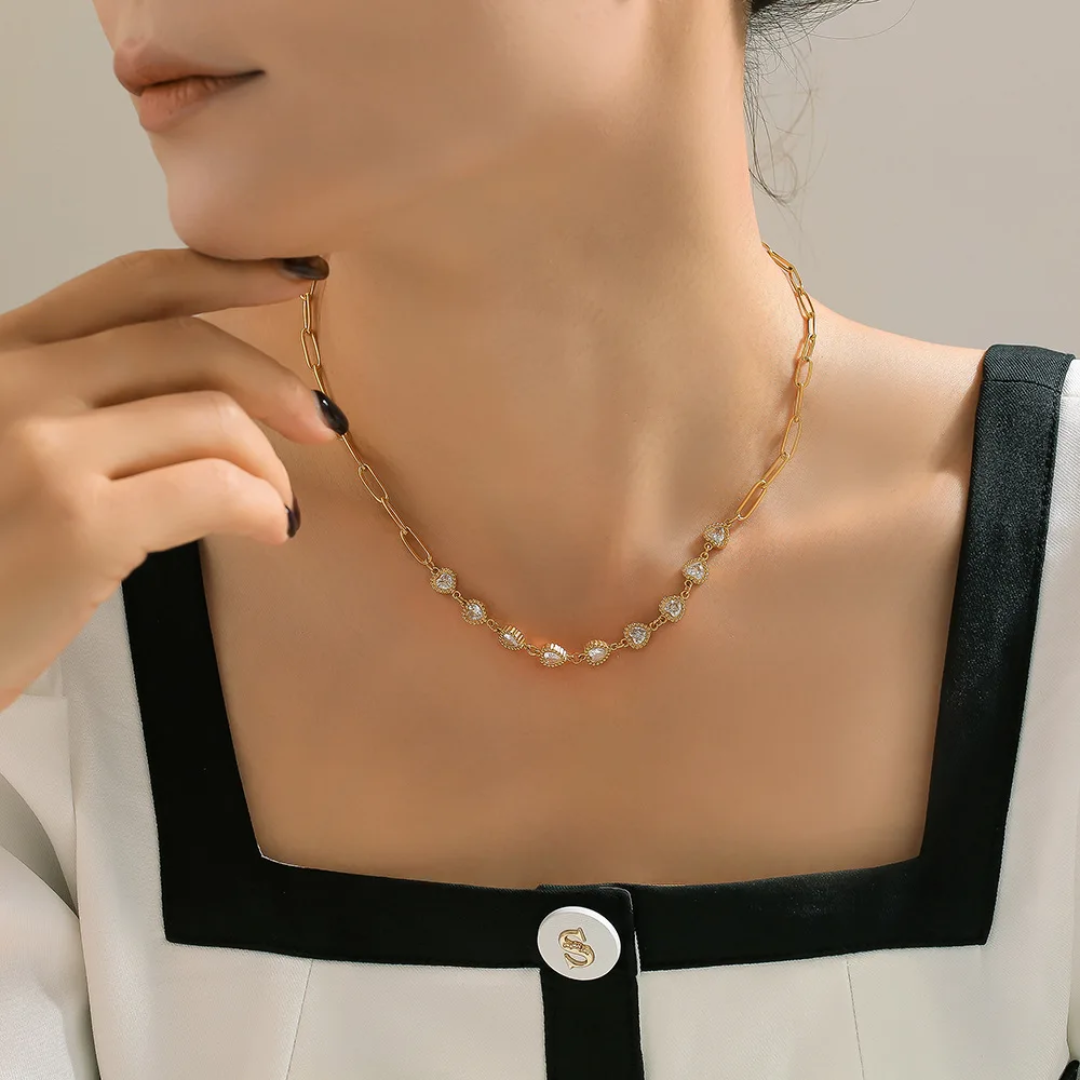Collar con corazones circonia