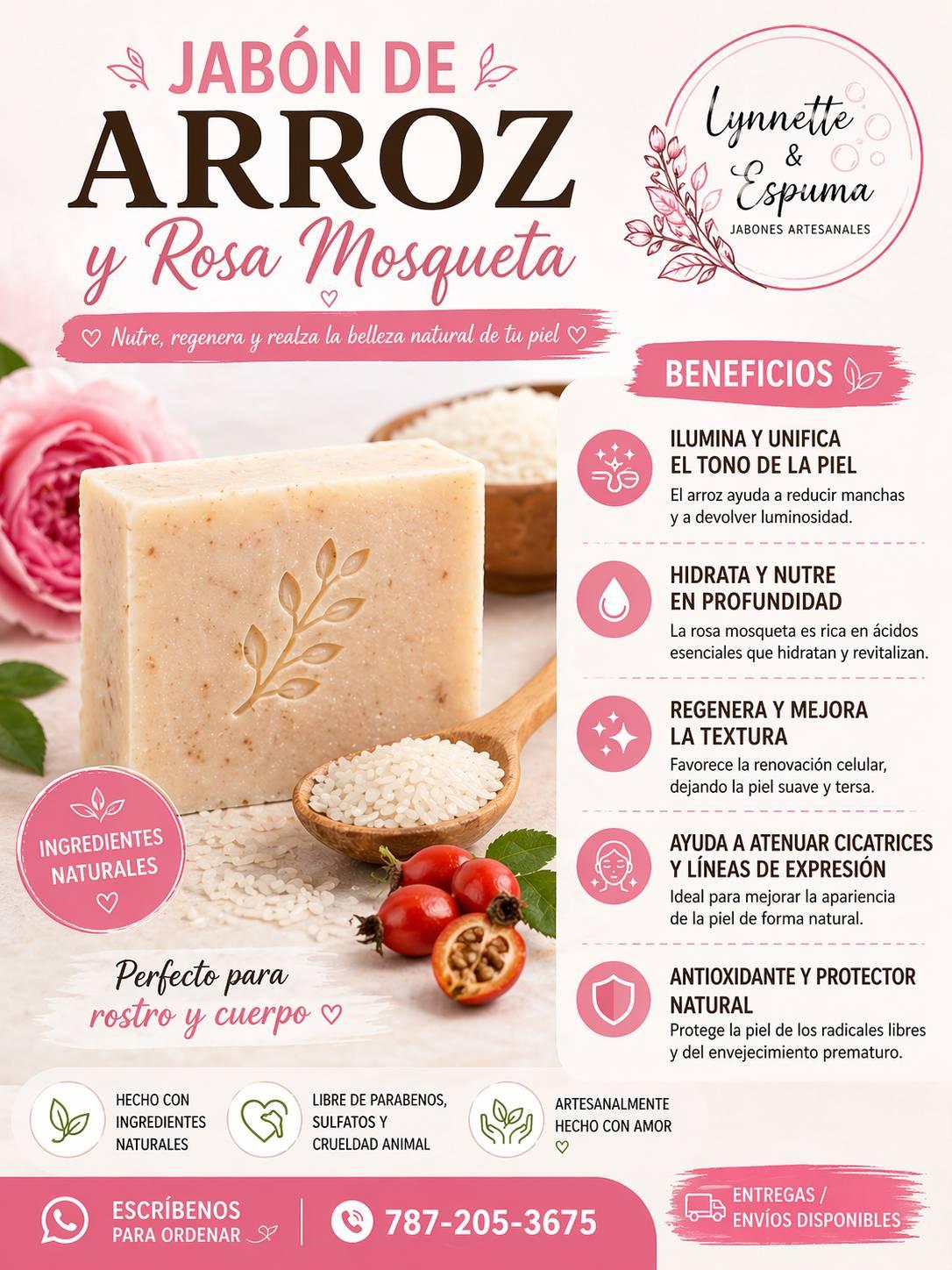 Jabon rosa mosqueta y arroz