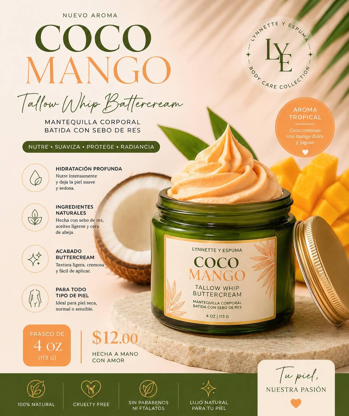Tallow beef whip cream Coco mango