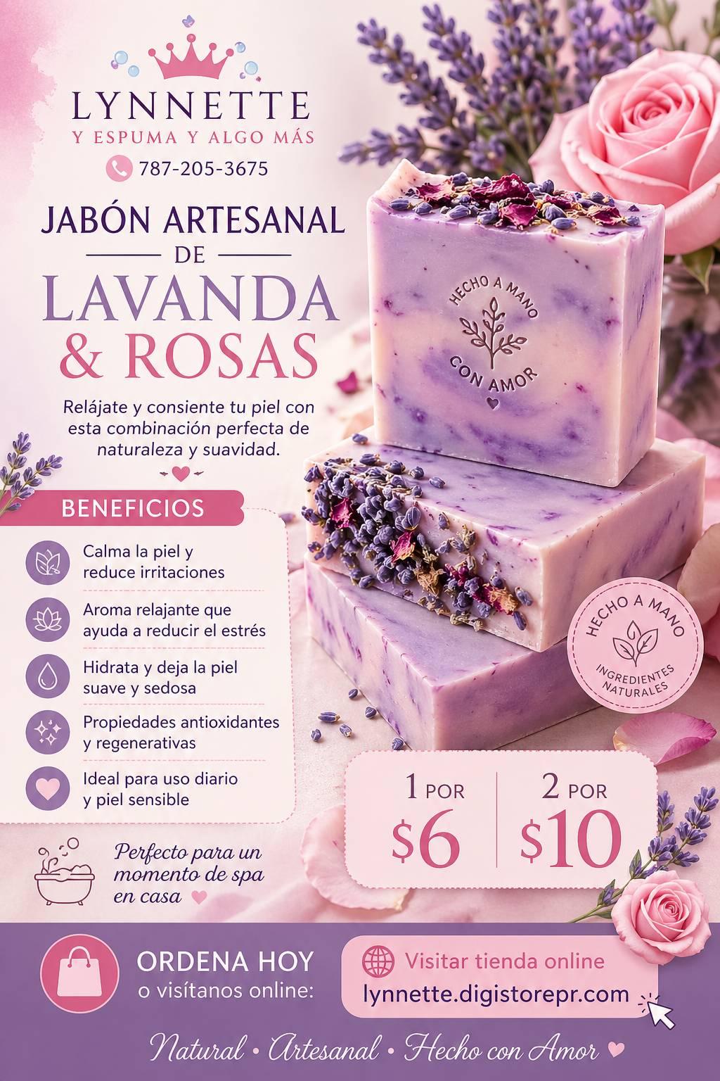 Jabon de rosas y lavanda
