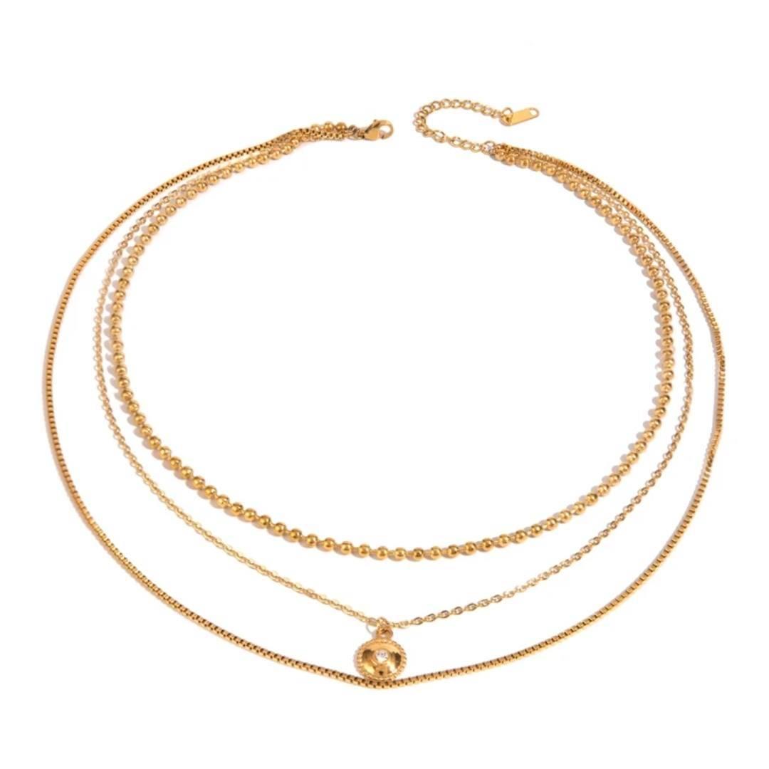 Collar  triple de colgante con detalle cristal imagen 3