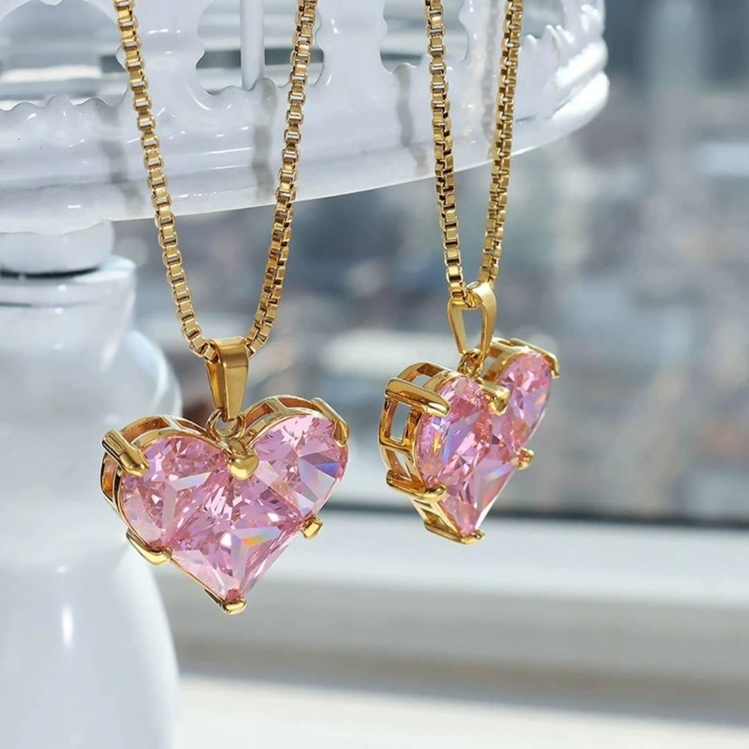 Collar corazon rosa imagen 2