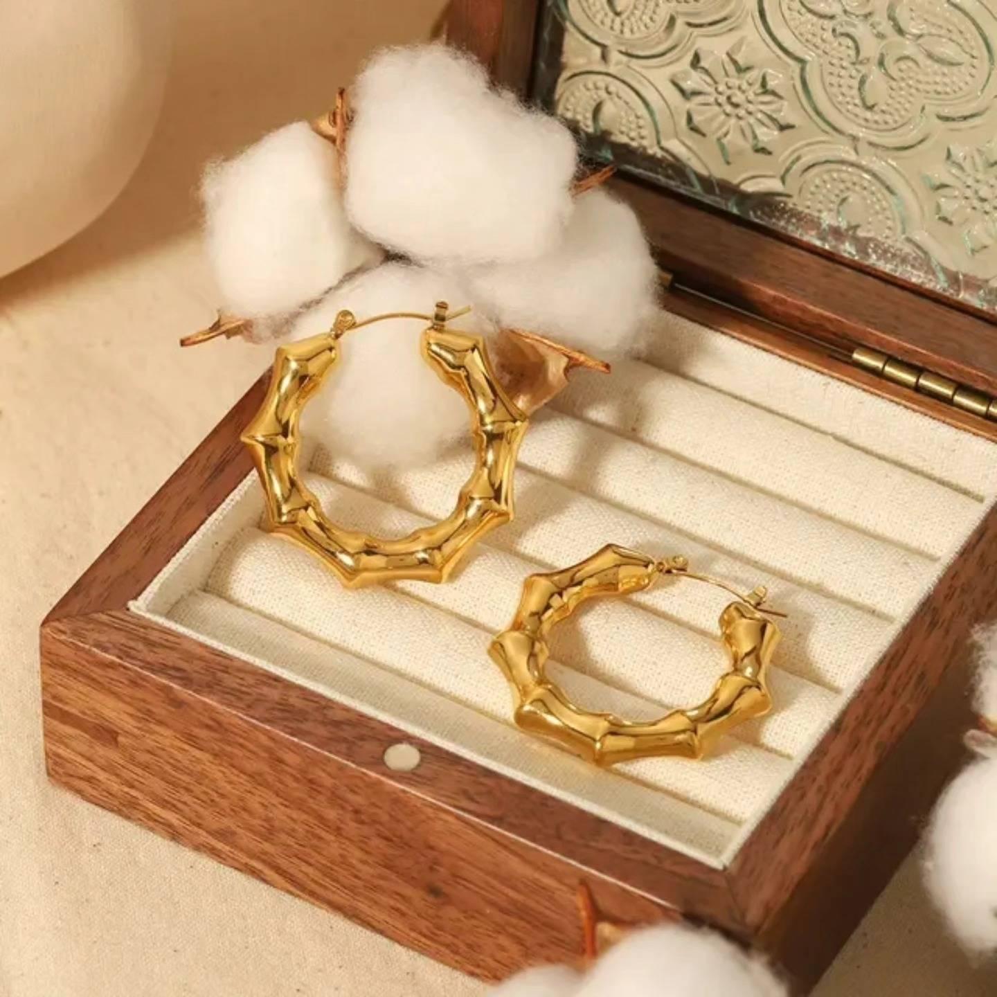 Aretes argolla bambu imagen 2