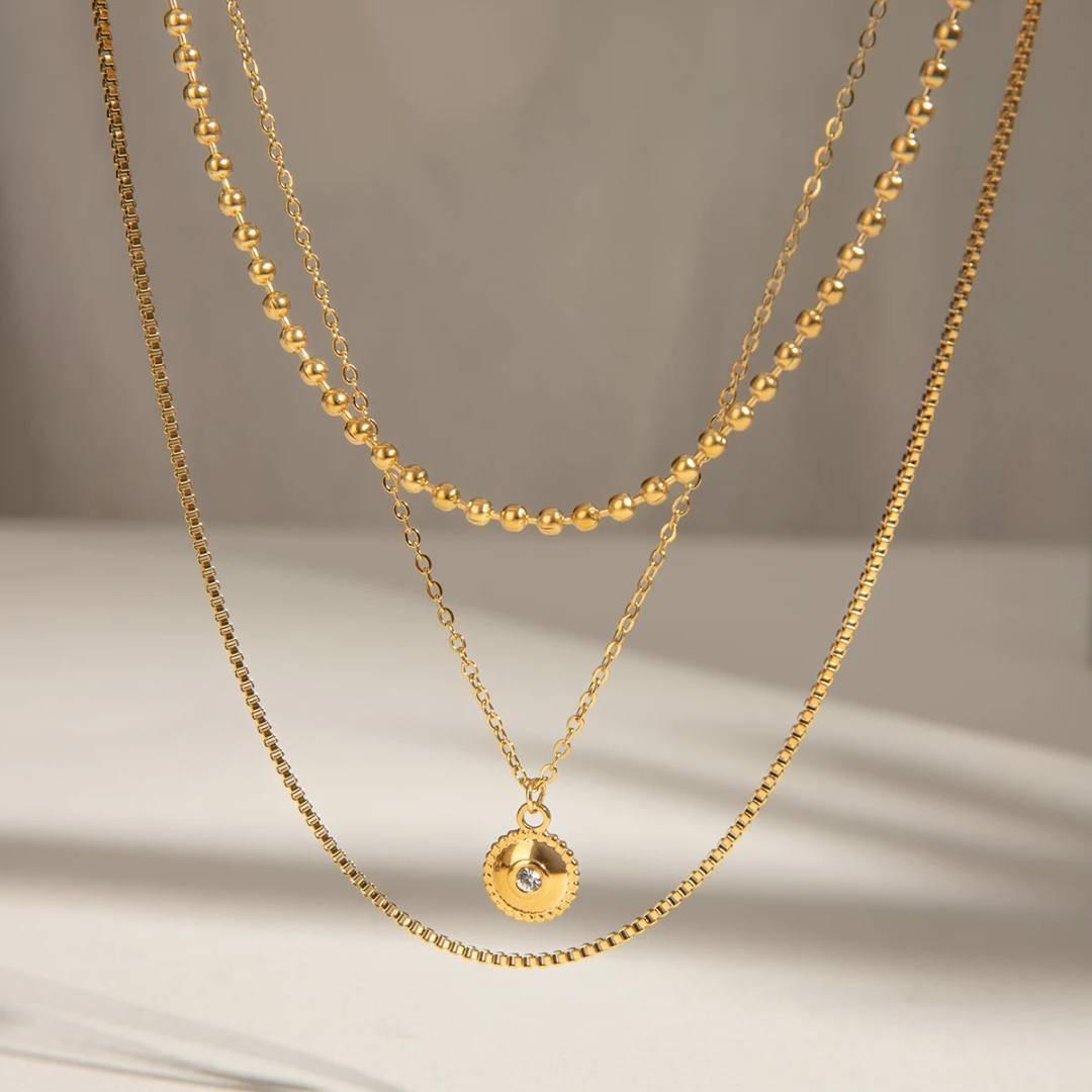 Collar  triple de colgante con detalle cristal