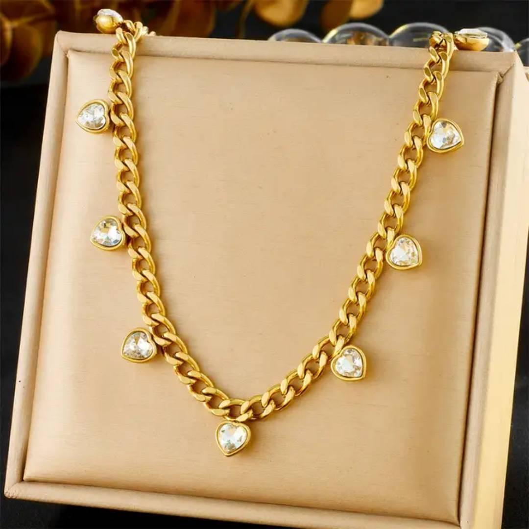 Collar corazones cristal blanco