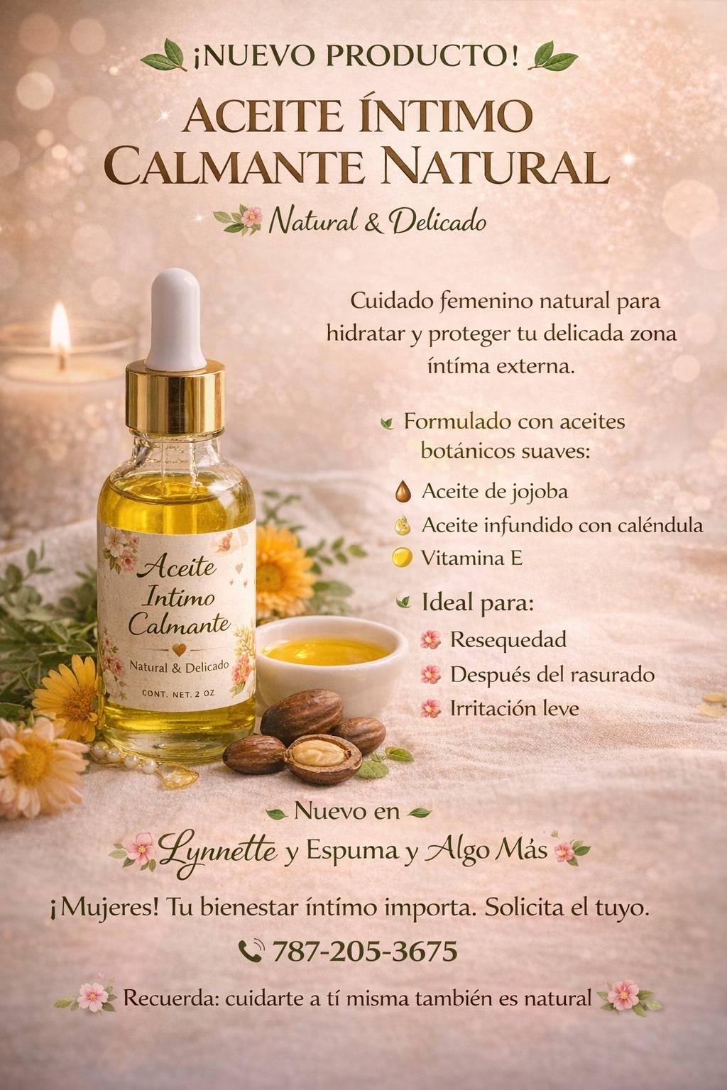 Aceite intimo calmante natural